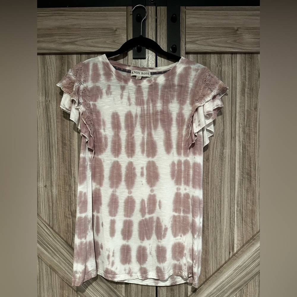 Tie dye ruffle sleeve top